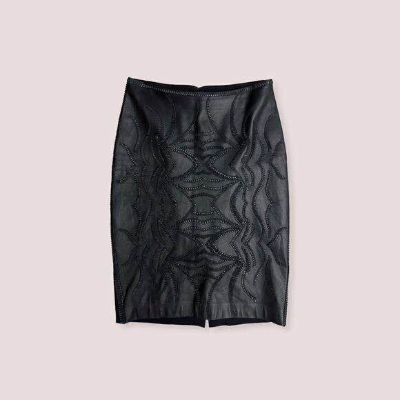 NICOLE MILLER ARTELIER lambskin leather pencil skirt in Black Size 8 - Picture 1 of 10
